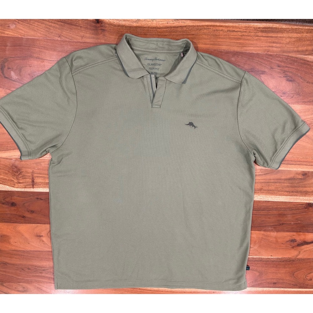 Tommy Bahama IslandZone Supima Polo Shirt Mens XL Green Short Sleeve Pique Top